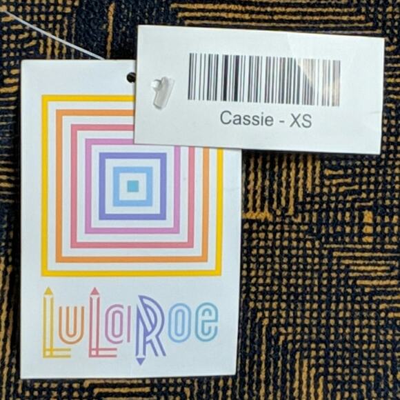 LuLaRoe Printed Cassie Skirt Pencil Brown Black Print XS New - Picture 4 of 8